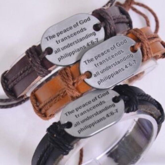 LEDTY Lavish Co. Other - NWT pk-Leather Bracelets "The peace of God transcends all understanding".